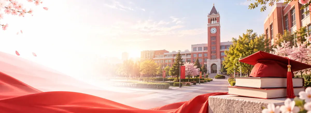 校园教学楼与学士帽